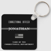 細パーソナライズされた銀線矯正官 キーホルダー (裏面)