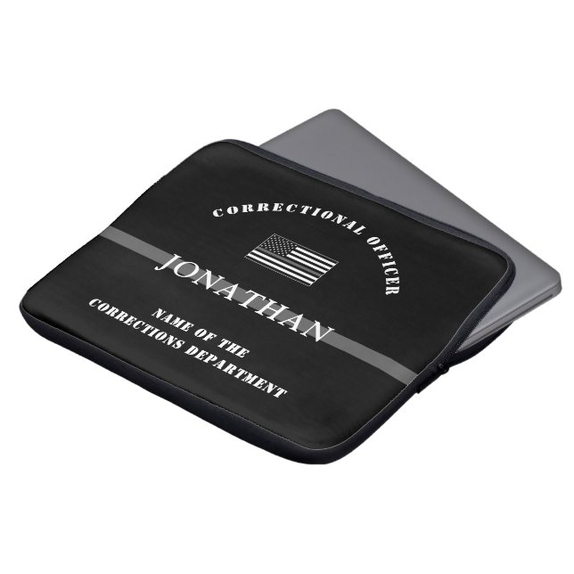 細パーソナライズされた銀線矯正官 ラップトップスリーブ (正面上部)