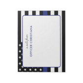 細パーソナライズされた青ライン旗警察官 ノートパッド (回転)