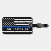 細パーソナライズされた青ライン旗警察官 ラゲッジタグ (裏面横)