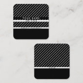 細モダンいストライプのミニマル スクエア名刺 (正面/裏面)