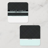 細モダンいストライプのミニマル スクエア名刺 (正面/裏面)