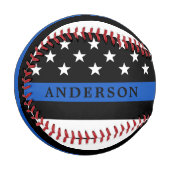 細モダン青の線パーソナライズされた警官 野球ボール (正面左)