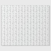 細字印刷の黒、白、灰色のバニー ラッピングペーパー (フラット)