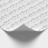細字印刷の黒、白、灰色のバニー ラッピングペーパー (角)