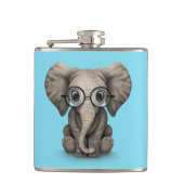 細字用レンズを持つかわいいベビー象の子牛 フラスク (正面)