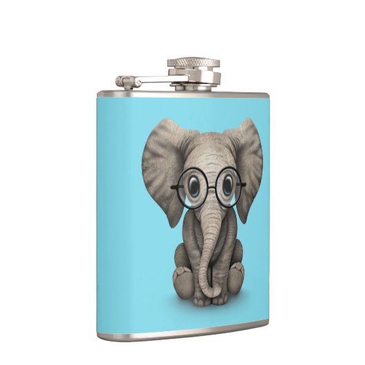 細字用レンズを持つかわいいベビー象の子牛 フラスク (右)