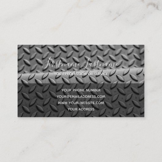 細工された抽象芸術ダイヤモンド金属プレート表面ブシン 名刺 (裏面)