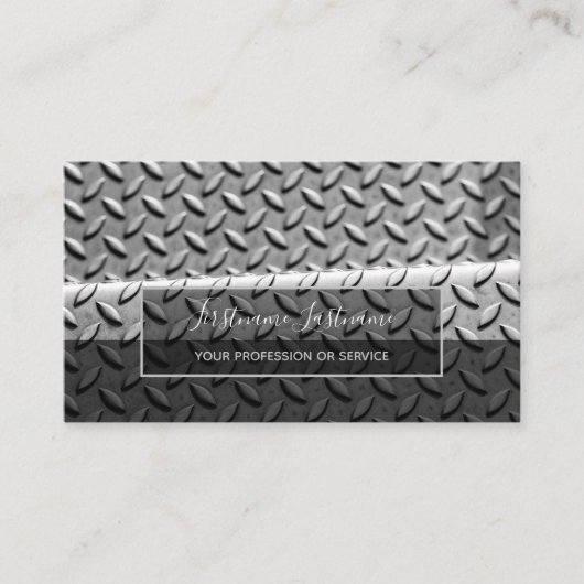 細工された抽象芸術ダイヤモンド金属プレート表面ブシン 名刺 (正面)