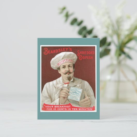 細断された魚のヴィンテージ食品と芸術 ポストカード (スタンド正面)