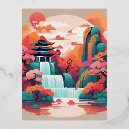 細網膜スペインの伝統的スタイル中国ので 箔シーズンポストカード