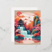 細網膜スペインの伝統的スタイル中国ので 箔シーズンポストカード (正面/裏面)