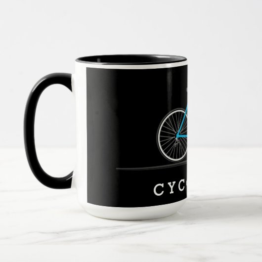 細胞学者文字とアクア自転車 マグカップ (左)