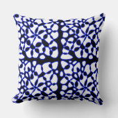 細胞抽象化白黒Electric Blue クッション (正面)