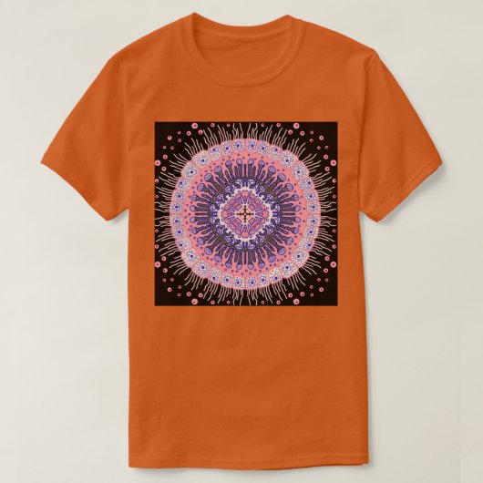 細胞生物学マンダラピンクの Tシャツ (デザイン正面)