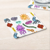 細菌の種類 スクエアペーパーコースター (アングル)