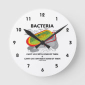 細菌は一部と共に生きることができず、生きることもできない ラウンド壁時計 (正面)