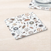 細菌及びウイルスパターン スクエアペーパーコースター (アングル)