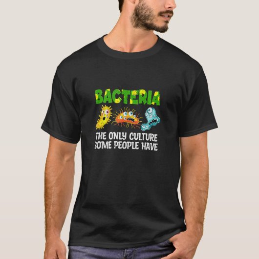 細菌培養生物学微生物研究室バッテ Tシャツ (正面)