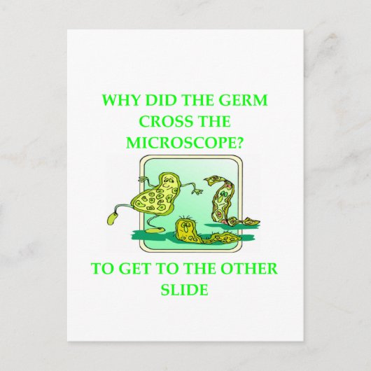 細菌生物学研究のジョーク ポストカード (正面)