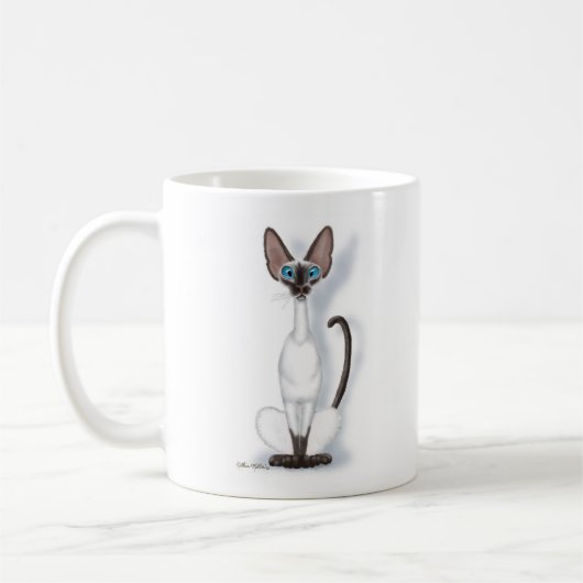 細身で個性的なシャム猫のキャラクター コーヒーマグカップ (左)