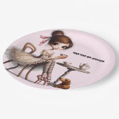 細長いワイド目の女初期のの子 ペーパープレート (アングル)