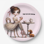 細長いワイド目の女初期のの子 ペーパープレート (正面)