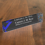 細青ラインNYPDオフセットパッチ名プレート デスクネームプレート (側面)