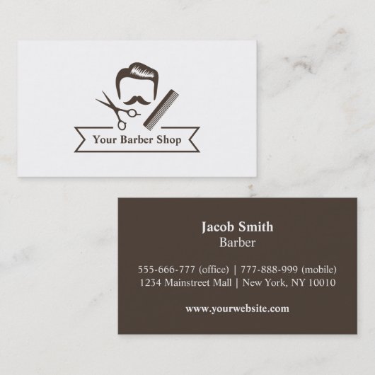 紳士のはさみの毛の切口の理髪店 名刺 (正面/裏面)