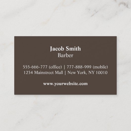 紳士のはさみの毛の切口の理髪店 名刺 (裏面)