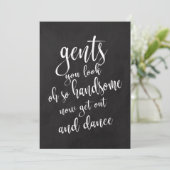 紳士のトイレ　おしゃれな黒板結婚式看板 招待状 (スタンド正面)