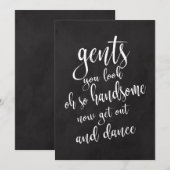 紳士のトイレ　おしゃれな黒板結婚式看板 招待状 (正面/裏面)