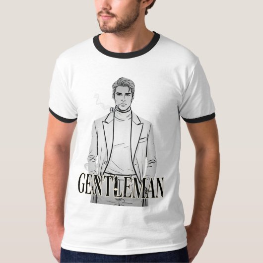 紳士のパイプの肖像 Tシャツ (正面)