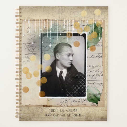 紳士のヴィンテージデザインと引用文 プランナー手帳 (正面)