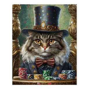 紳士の子猫ファンシー、キャッ遊トのトランプのポーカー ポスター