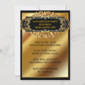 紳士の帽子 カネ ワイセー ゴールド ブラック 誕生日 招待状 (裏面)