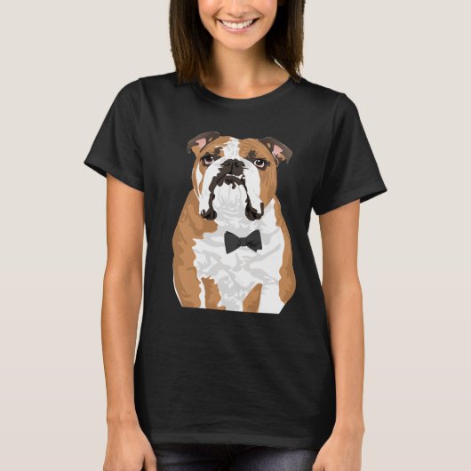 紳士の愛犬家のための英国のブルドッグのTシャツ Tシャツ (正面)