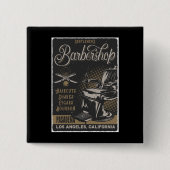 紳士の理髪店レトロヘアカットシーブ 缶バッジ (正面)