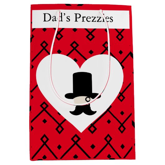 紳士の編集可能な父の日抱き枕 ミディアムペーパーバッグ (正面)