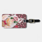 紳士の豚とバラ荷物タグロマンチック ラゲッジタグ (正面横)