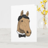 紳士の馬（蝶ネクタイ付き） カード (黄色い花)