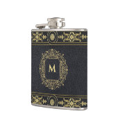 紳士エレガントアールデコ金ゴールドグリッターイニシャル フラスク (左)