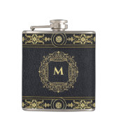 紳士エレガントアールデコ金ゴールドグリッターイニシャル フラスク (正面)