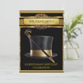 紳士エレガント金ゴールドブラック誕生日パーティー 招待状 (スタンド正面)