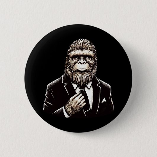 紳士サスカッチおもしろい- Bigfoot 缶バッジ (正面)