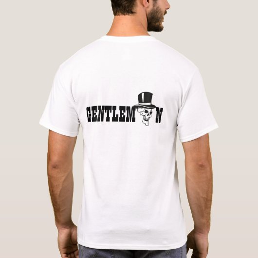 紳士スカルとトップハットデザイン Tシャツ (裏面)