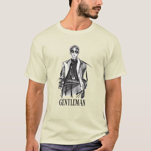 紳士デザインのライトパロット Tシャツ (正面)