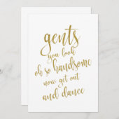 紳士トイレ ゴールド お手頃 ウェディングサイン 招待状 (正面/裏面)