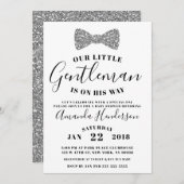 紳士ベビーシャワー招待状シルバーフェイク 招待状 (正面/裏面)