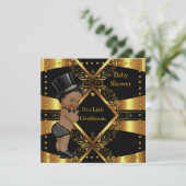 紳士ベビーシャワー金ゴールドボーイトファートエスニック 招待状 (スタンド正面)